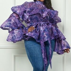 Purple Ruffled Women's Top